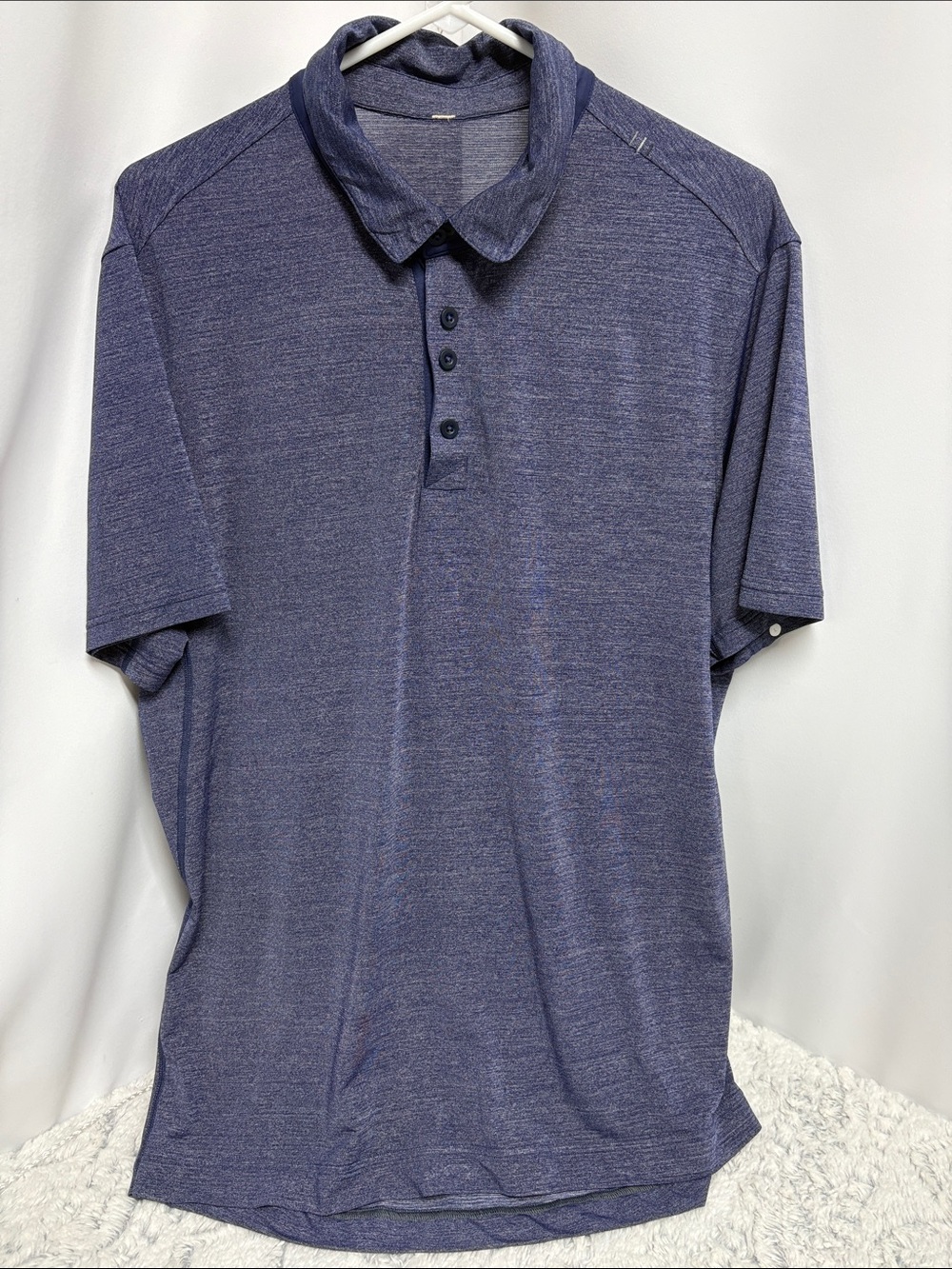Lululemon Men's large  Navy Heather Polo Shirt - Casual Performance
